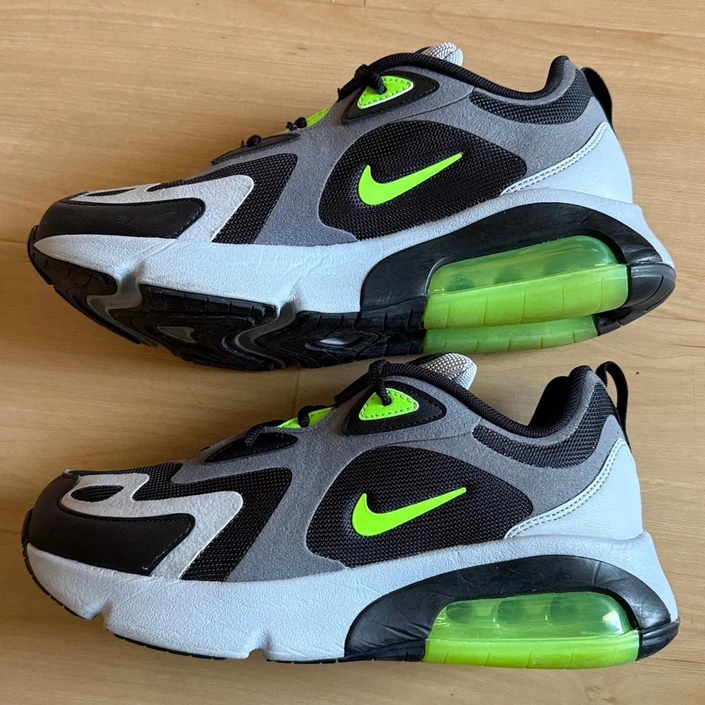 NIKE AIR MAX 200 PS ATHLETIC RUNNING WALKING SHOE CHARCOAL ELECTRIC GREEN SIZE 7